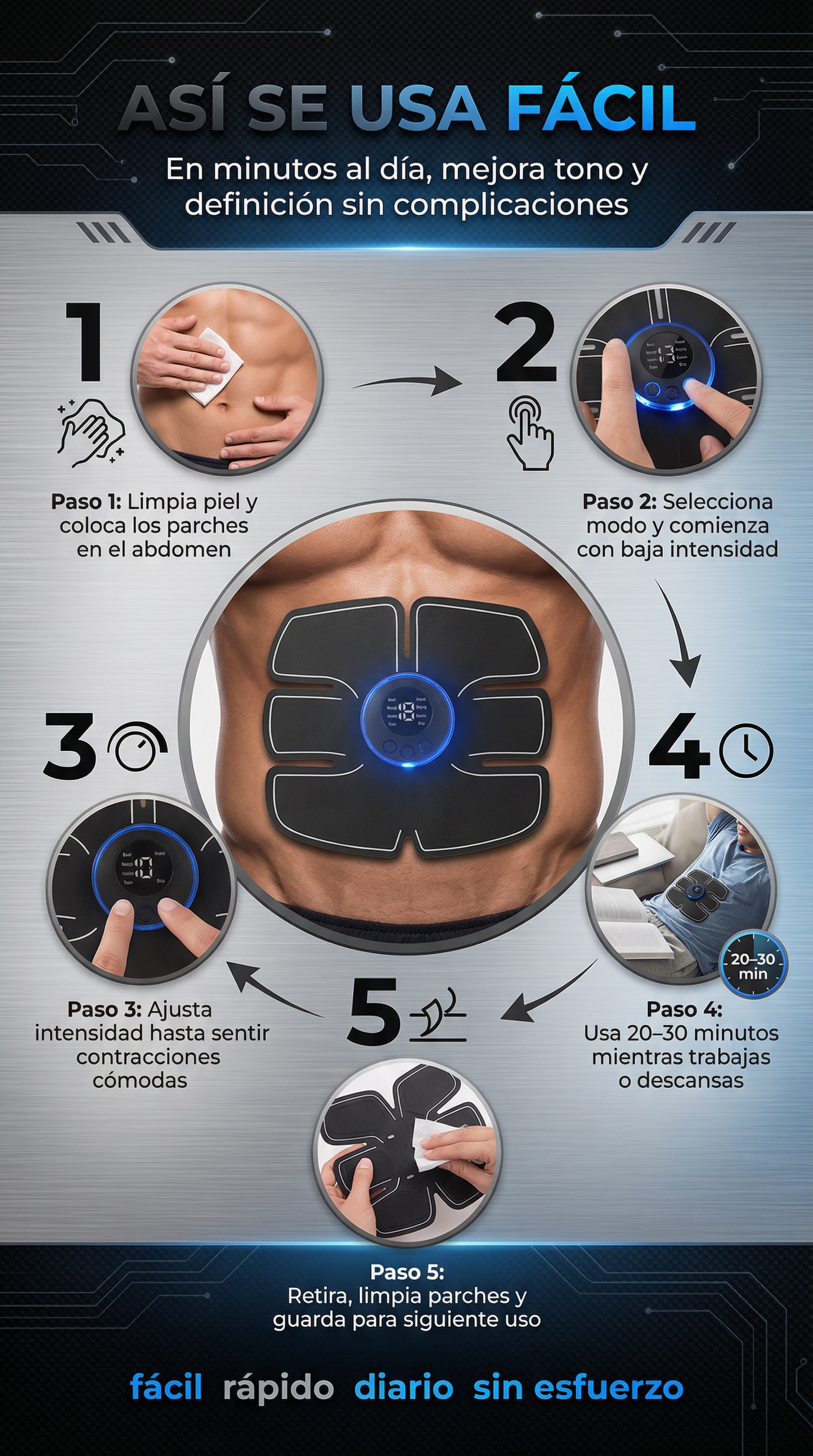 Estimulador Abdominal Smart Fitness Muscle Training